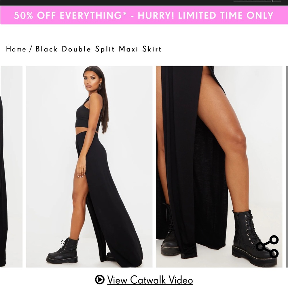 Pretty little thing Black Double Split Maxi Skirt